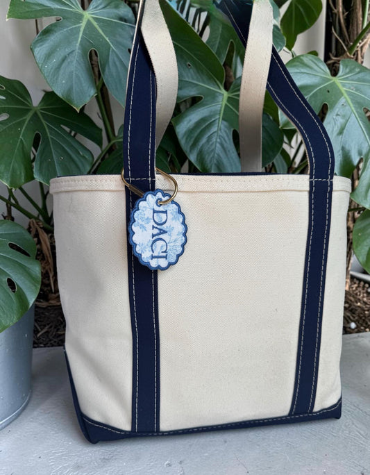 Personalized Embroidered Name Bag Tag | Custom Scalloped Keychain | Gift for Moms & Kids