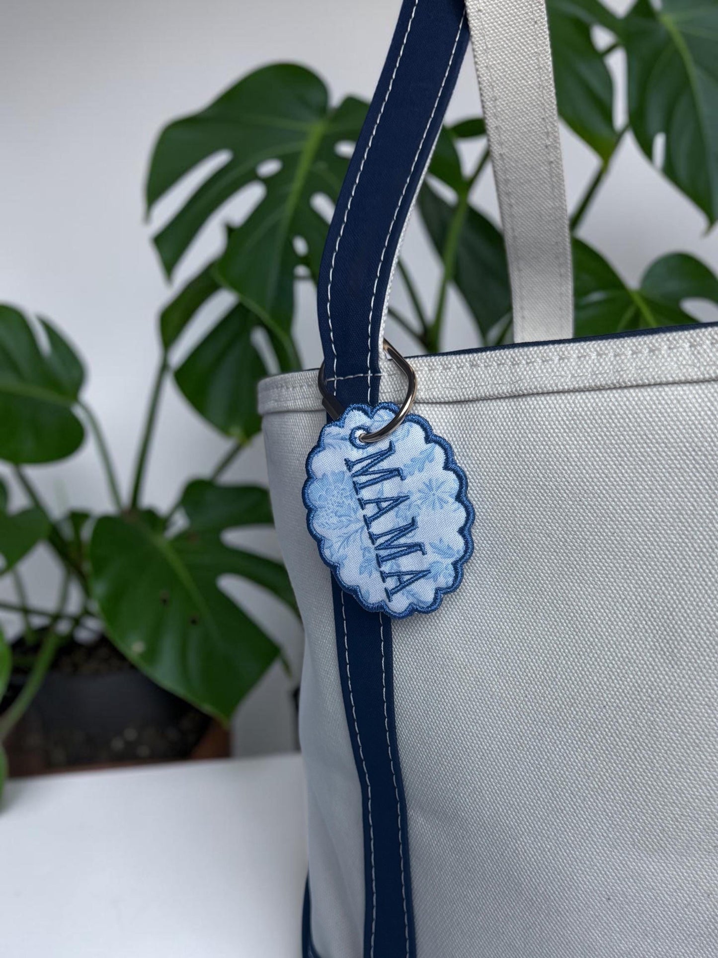 Mama Scalloped Embroidered Bag Tag