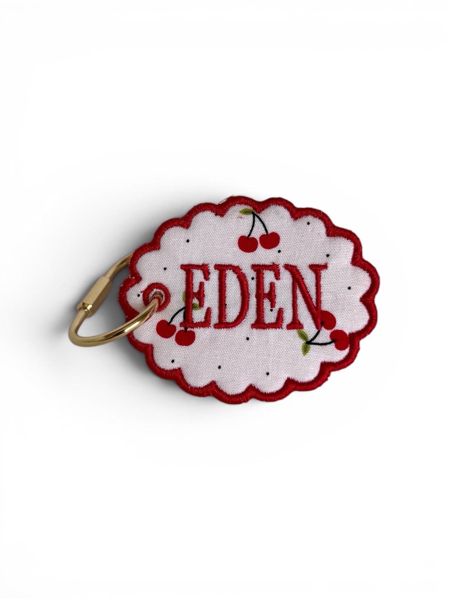 Personalized Embroidered Name Bag Tag | Custom Scalloped Keychain | Gift for Moms & Kids