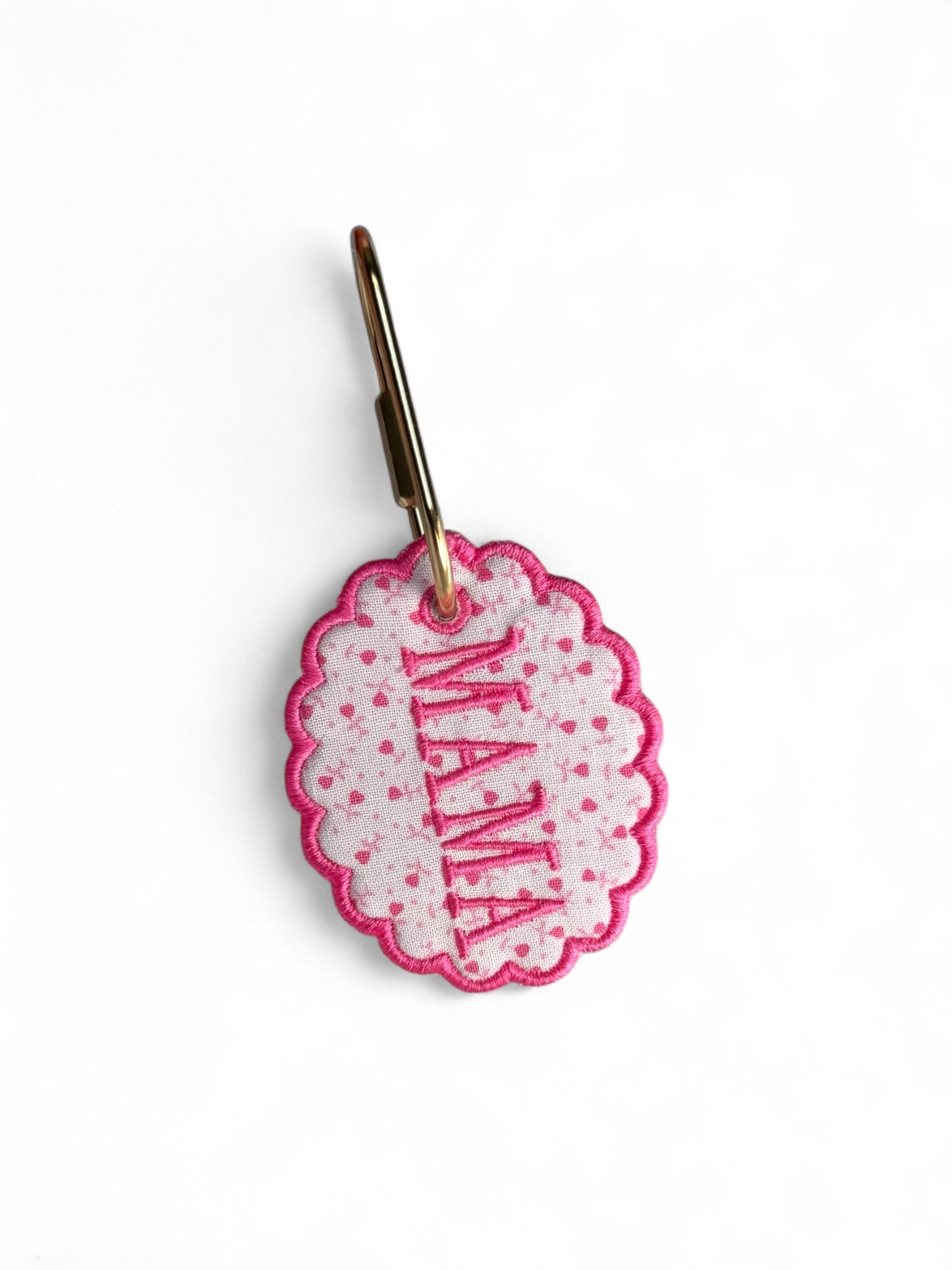 Mama Scalloped Embroidered Bag Tag