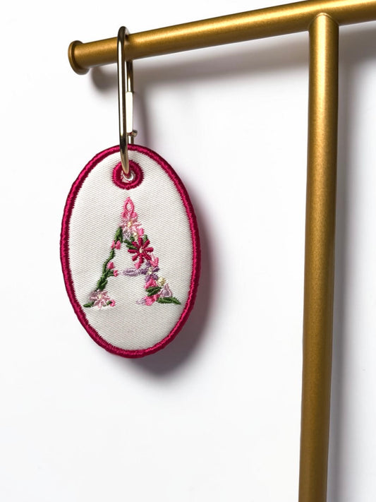 Floral Initial Bag Tag